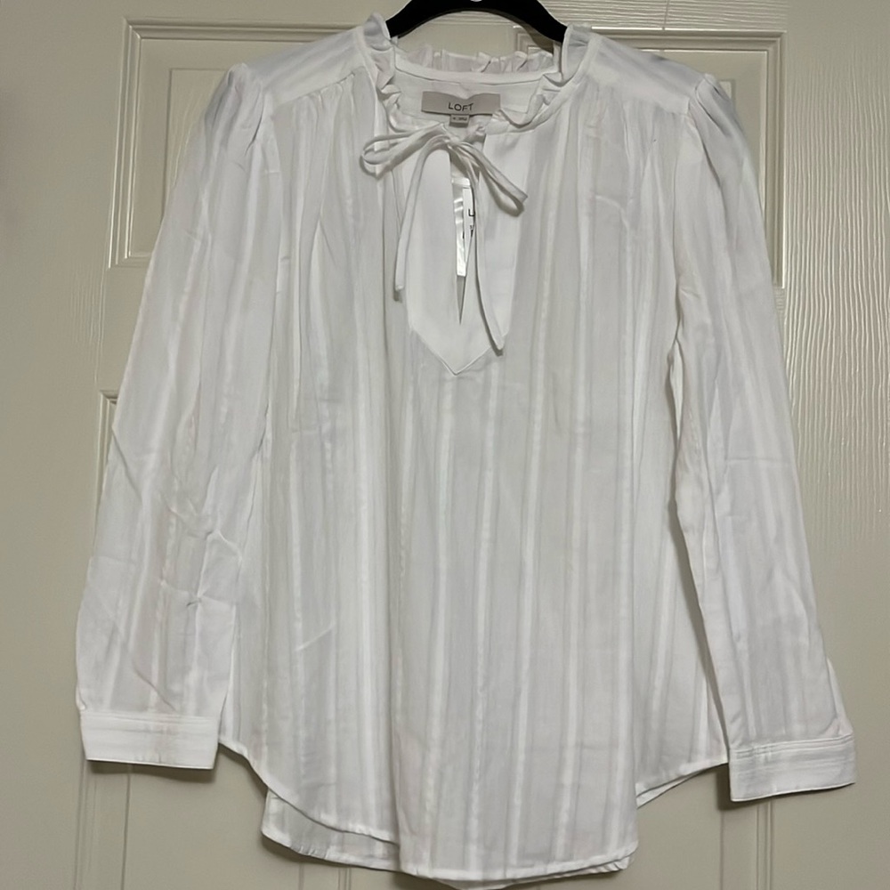 LOFT white cotton blouse